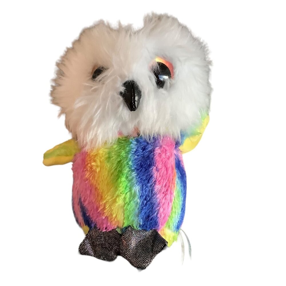 Lumo Stars STRIPE Plush Rainbow Owl Stuffed Animal Soft Toy 7"‎ Northern Brights